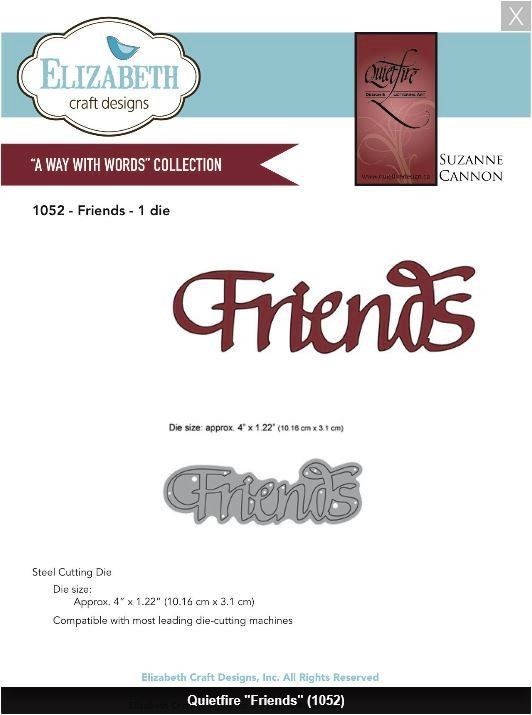 NEW ~ Elizabeth Craft Designs Die Set - 1052 Friends