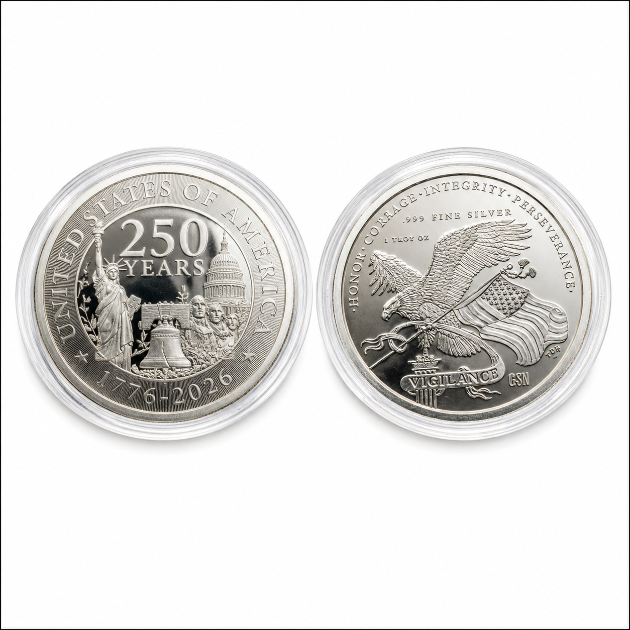 1 OZ SILVER ROUND 250TH ANNIVERSARY