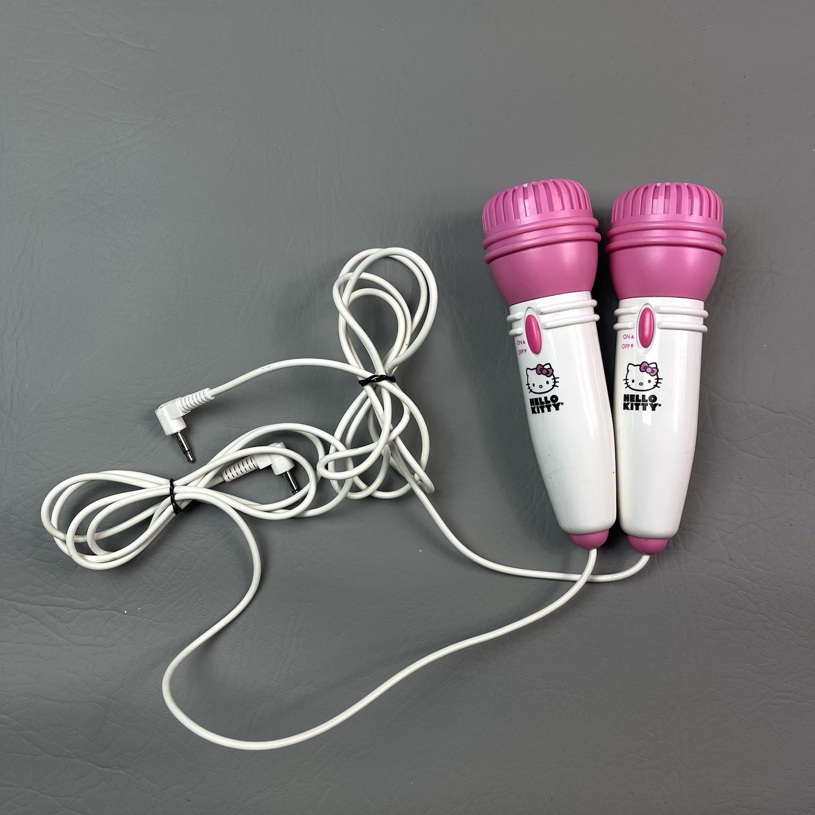 Hello Kitty Sanrio Karaoke Microphones Set of 2 Pink/White Wired Toy Mic