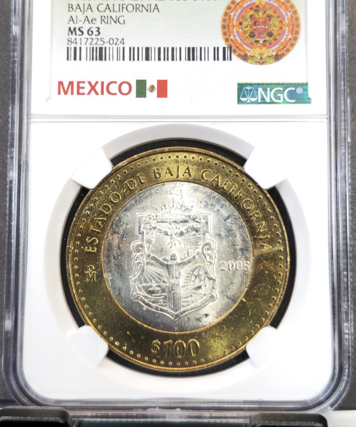 2005 MEXICO SILVER 100 PESOS S100P BAJA CALIFORNIA NGC MS 63 SCARCE NICE COIN