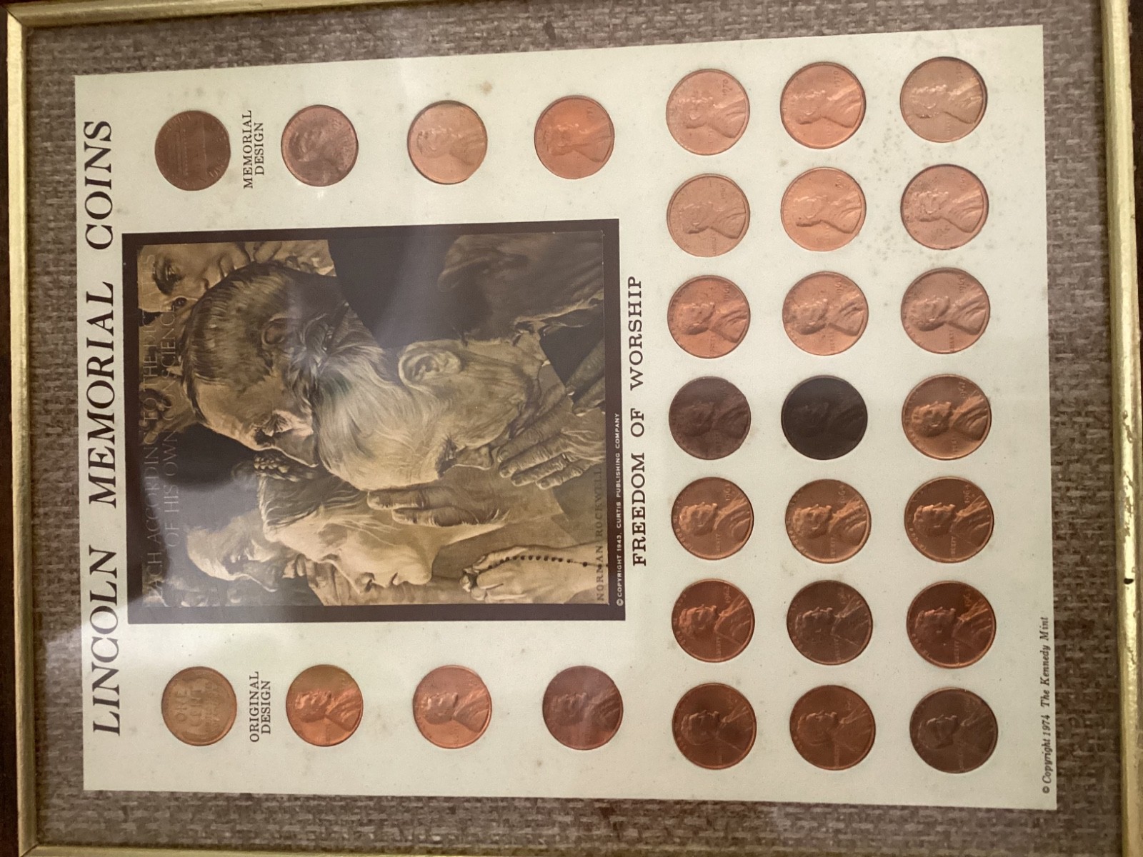 Vintage KENNEDY MINT LINCOLN MEMORIAL COINS SET - FREEDOM OF WORSHIP