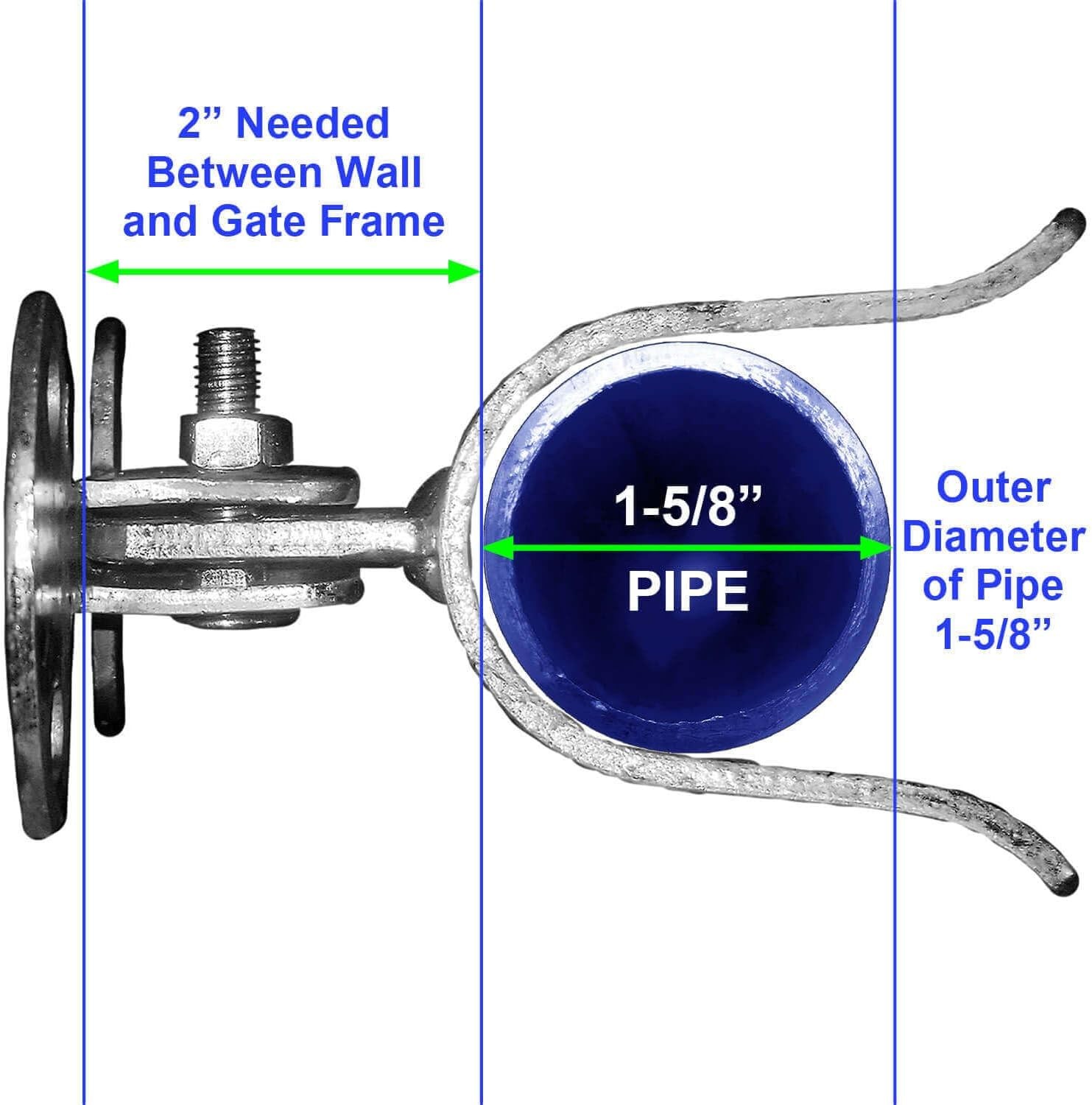 Wall Mount (Flat Back) Fork Gate Latch - Use for 1-7/8" (2") Gate Frames - CASE