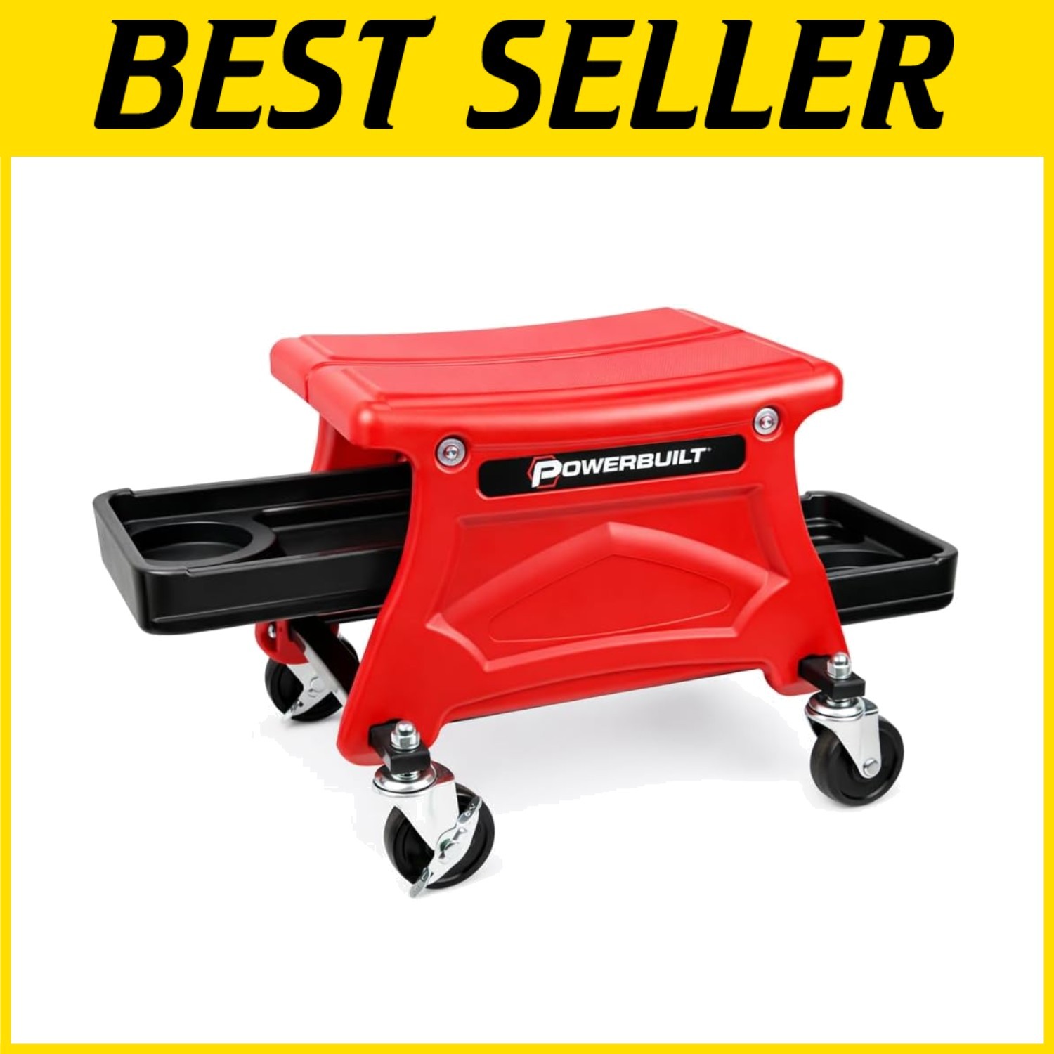 Garage Stool with Organizer Trays - 300lb Capacity