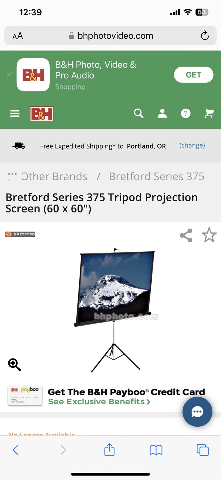 Bretford Tripod Projection Screen - 60" x 60" - Matte White - 85" Diagonal