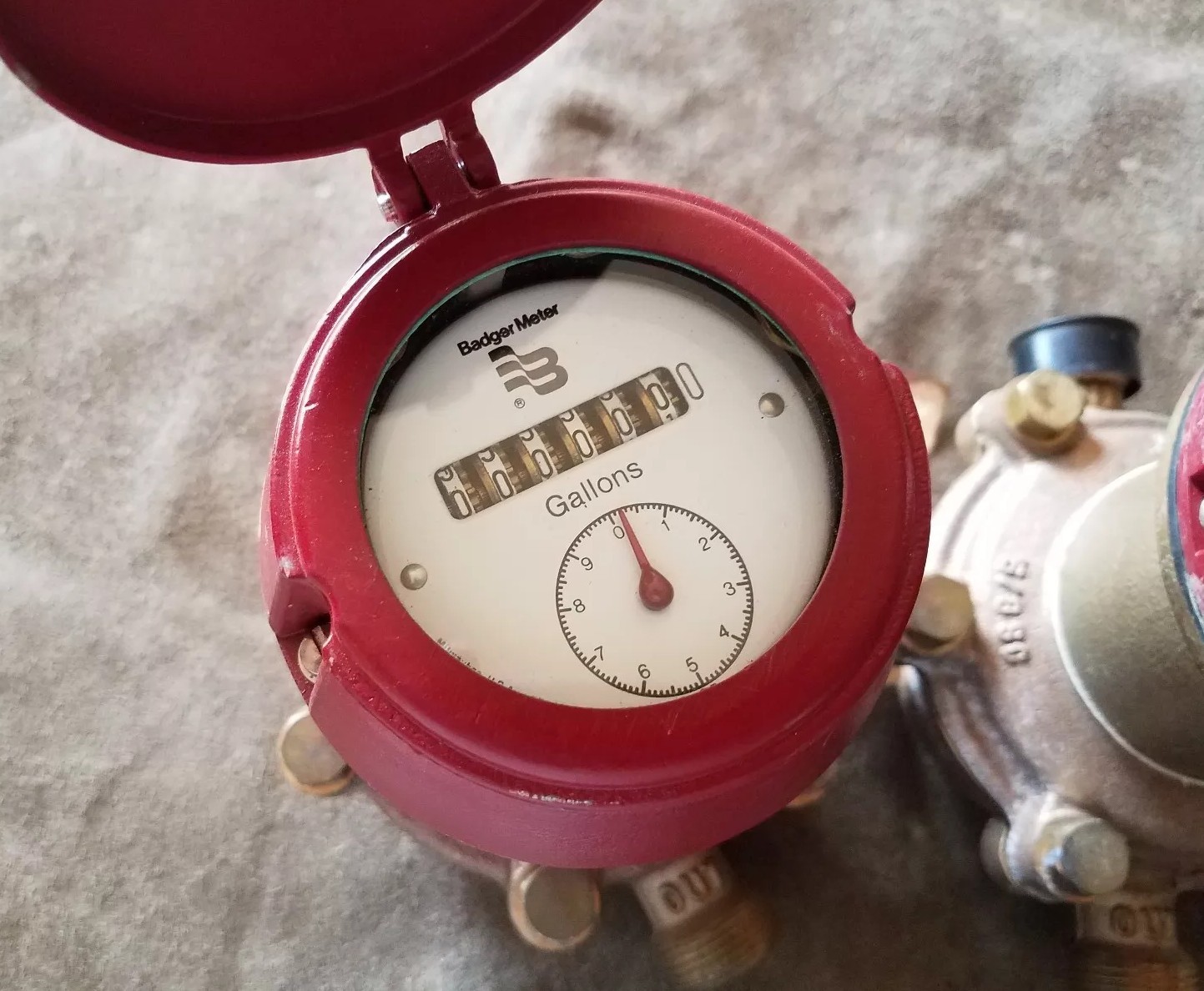 NOS Badger 5/8 SC Gallons Brass Meter Rate Flow 10 w/ Metal Lid Top
