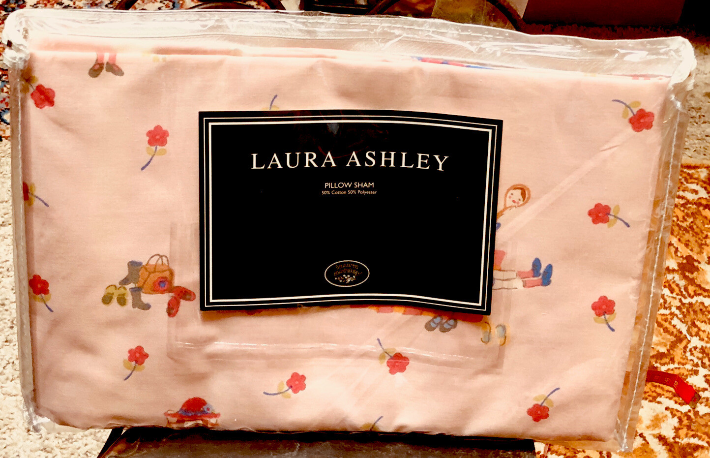 Laura Ashley Sham Little Girls Dressing Up Standard 20x26 Pink Floral Stripes