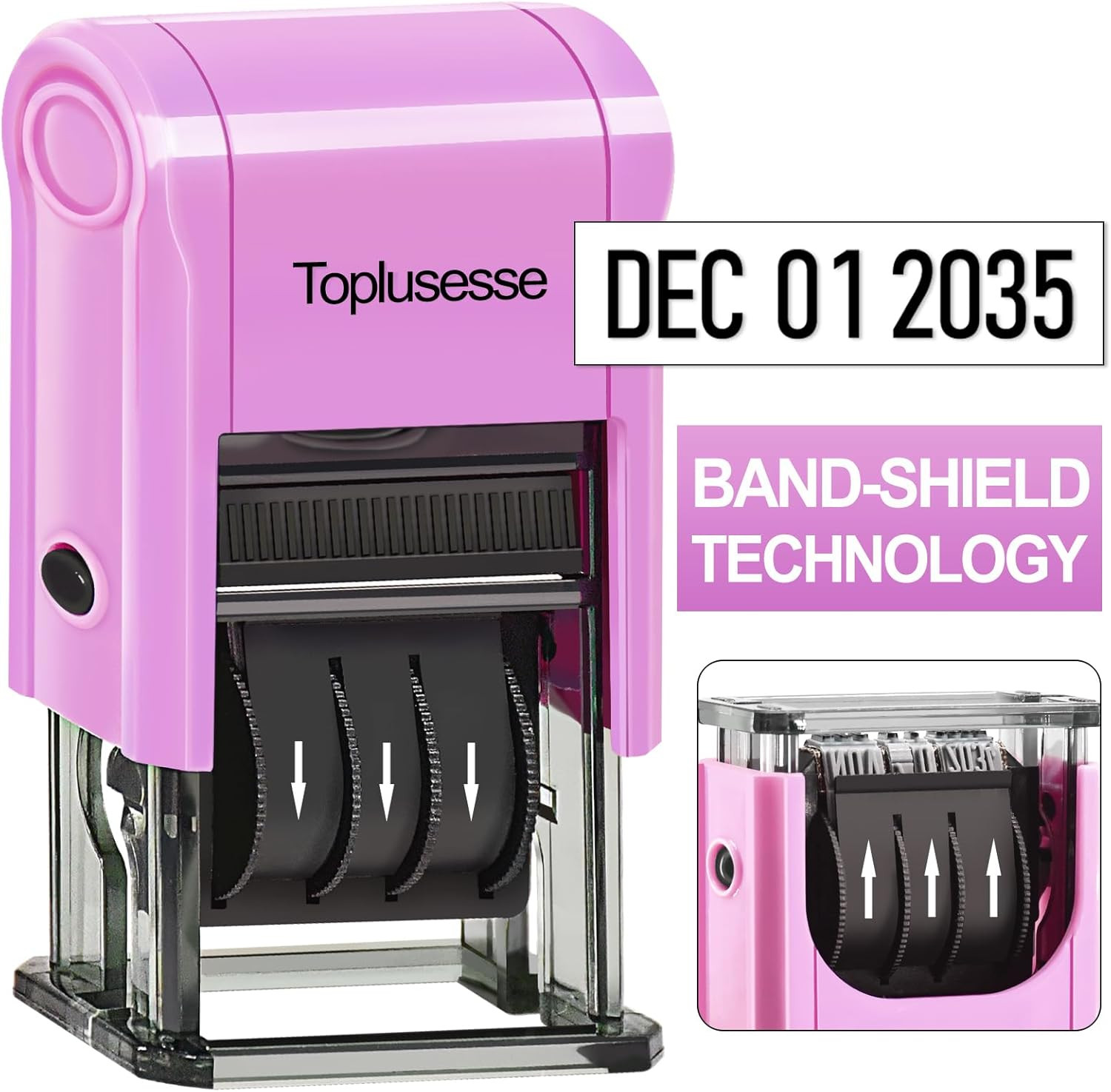 Date Stamp Self Inking Dater Stamp for Business 12  Band Purple Mount Black I...