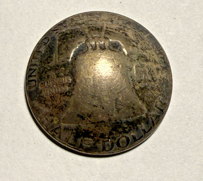 Unique 15g Altered 1962 50C Franklin Silver Half Dollar / Button / B188
