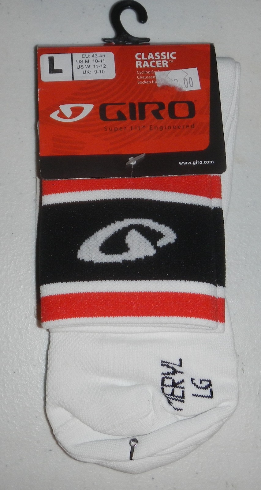 Giro Classic Racer Bike Cycling Pair of Socks Size LARGE Mens 10-11