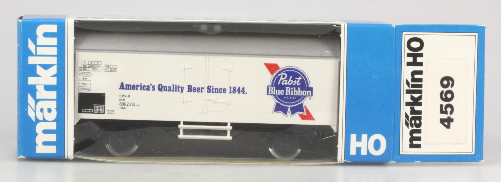 Marklin HO #4569  Pabst Blue Ribbon 2 Axle Refrigerator Car, N/BX