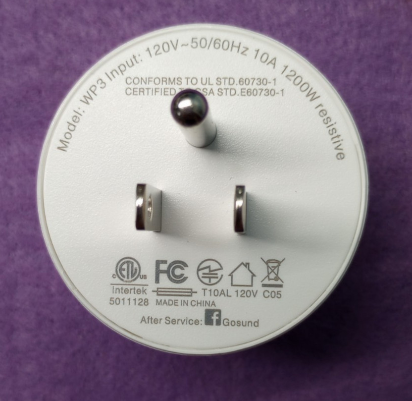 Gosuna Smart Plug - Model WP3 InterTek 501128