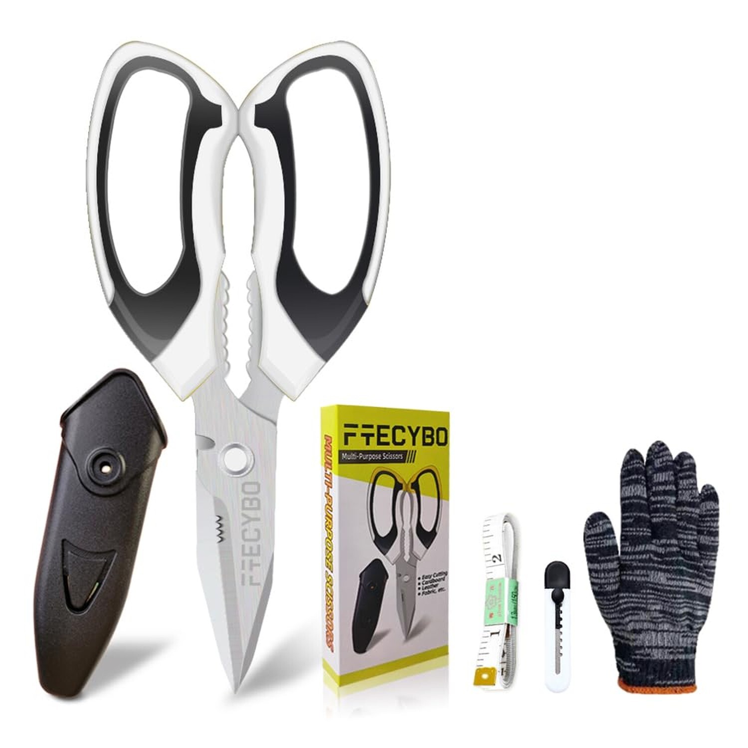 Scissors Heavy Duty 8'', Carpet Scissors, Multipurpose Craft Scissors with Pr...