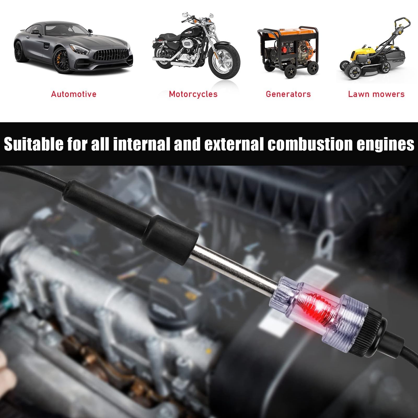 Inline Spark Plug Tester, Auto Straight Boot Engine Ignition Tester, Internal...