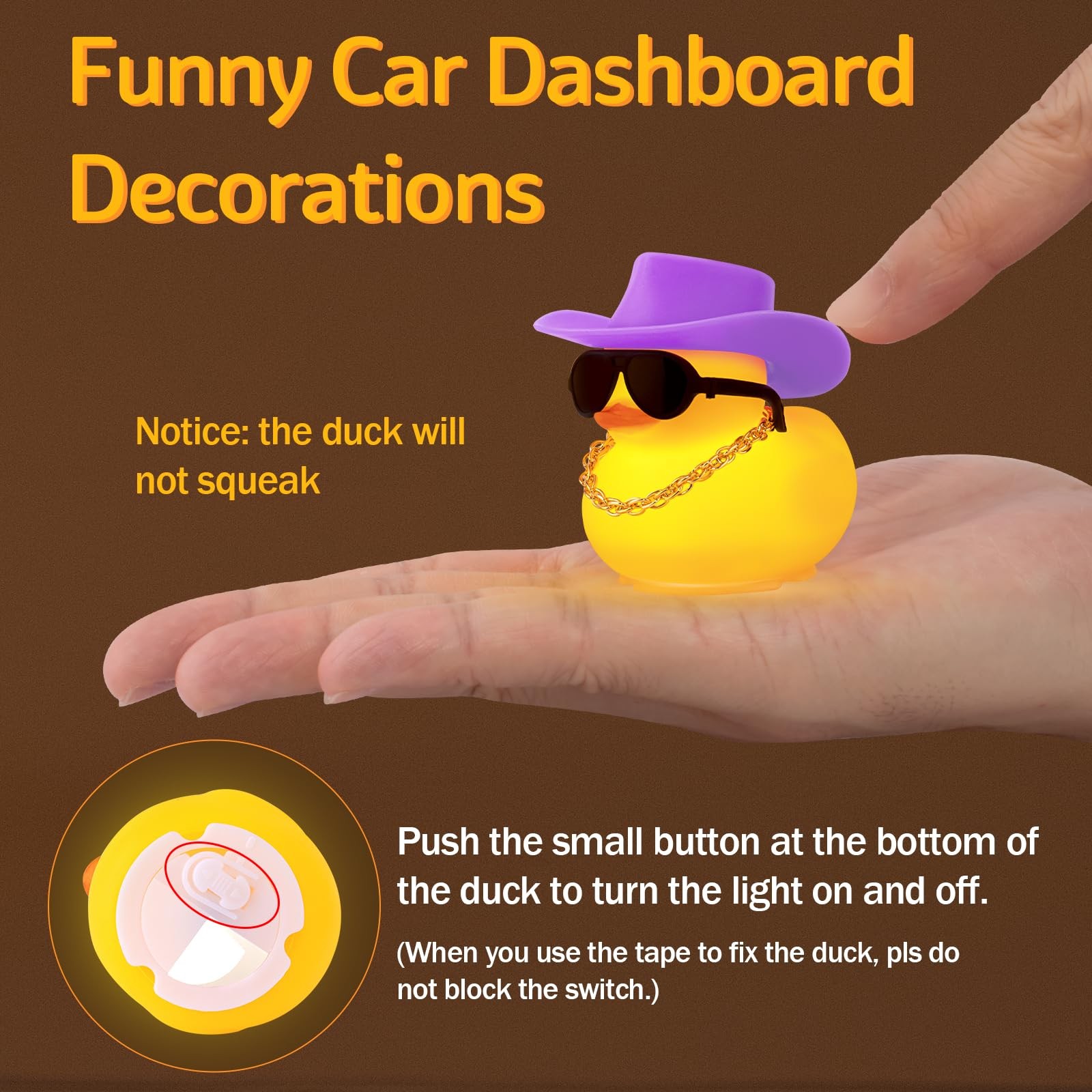 wonuu Yellow Rubber Duck with Light Glowing Ducks, Car mini, Blue