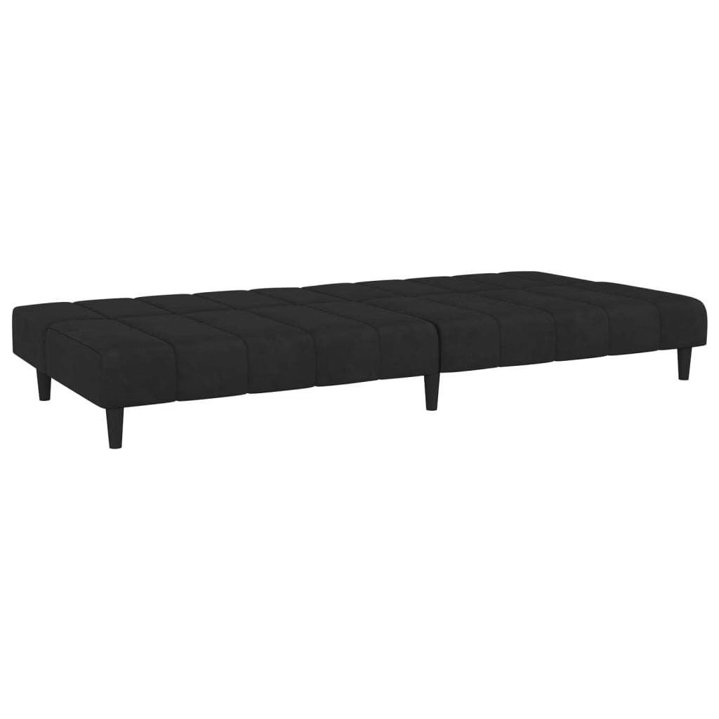 Sofa Bed Black Velvet 2-Seater Convertible Changes form easily