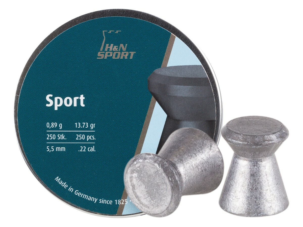 H&N SPORT Premium 250 Count WADCUTTER 5.5mm .22 Caliber Pellets MADE IN GERMANY