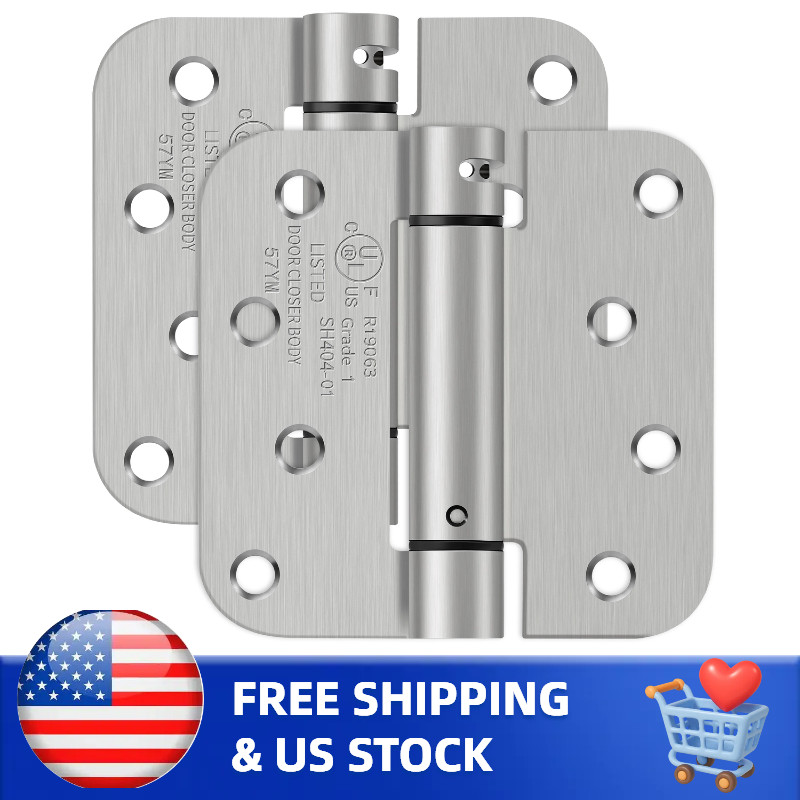2 Pack 4 Inch Spring Loaded Self Closing Door Hinges in Brushed Nickel