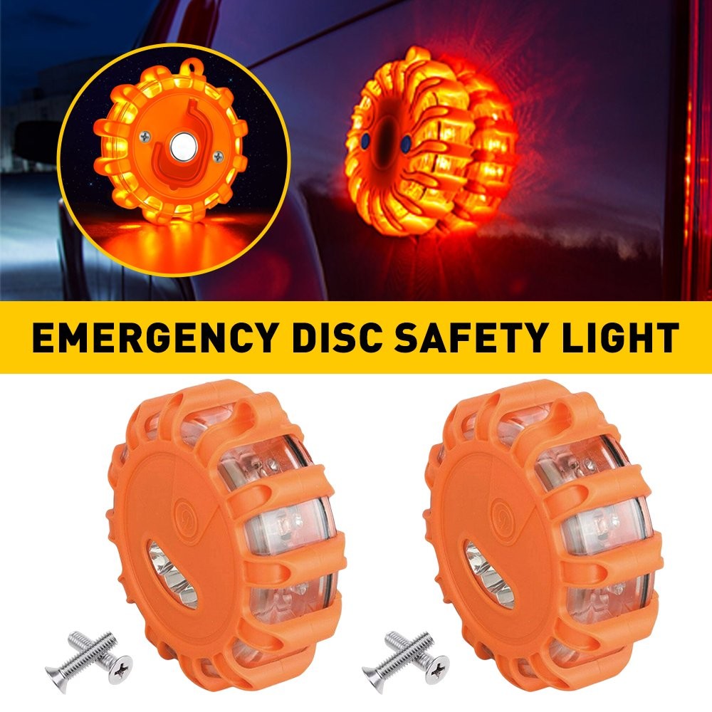 1/2PCS LED Safety Flare Warning Disc Flashing Roadside Light Strobe Beacon