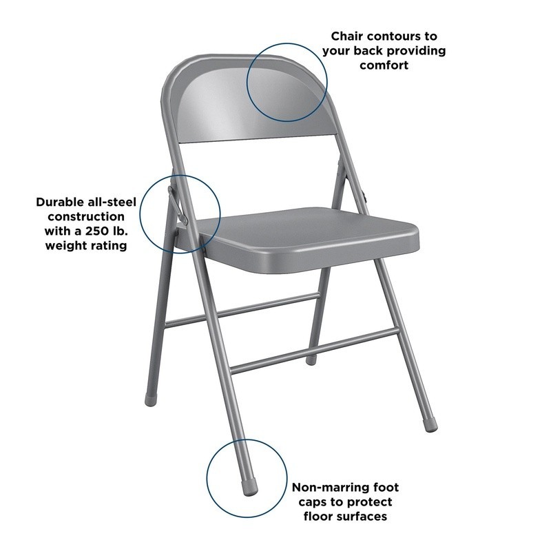 2 Pack Steel Folding Chair Lightweight Durable Compact Indoor Outdoor Storage US