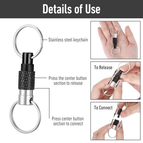 2 Pack Quick Release Heavy Duty Metal Keychain Black