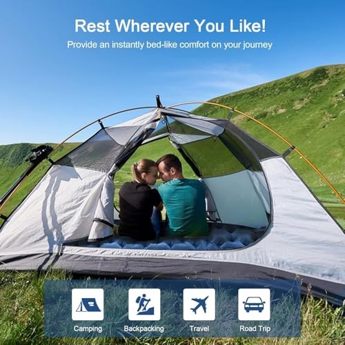 Sleeping Pad for Camping- Ultralight Inflatable Sleeping Mat New Blue Double