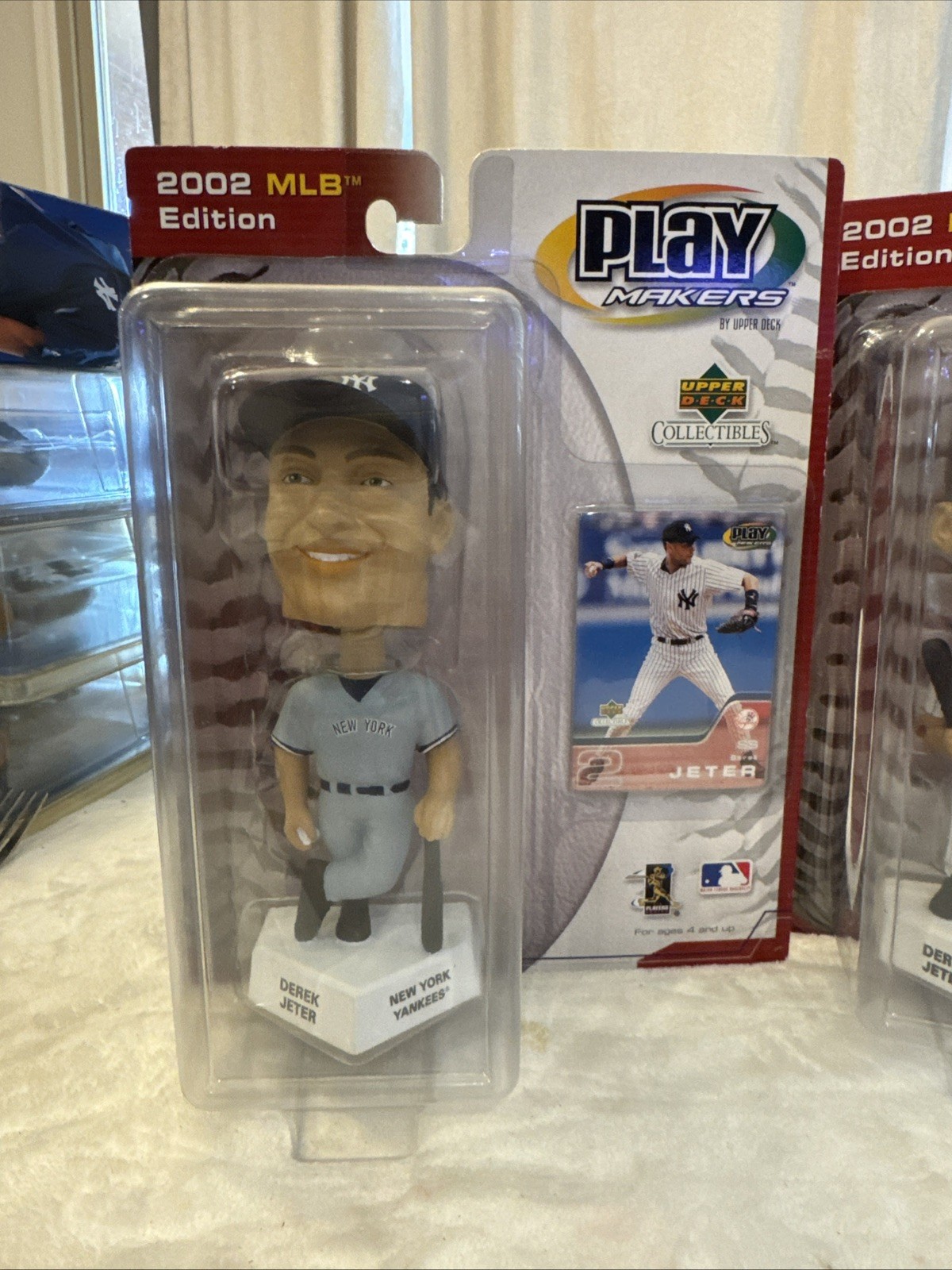 DEREK JETER Set Of 2 NY Yankees Bobblehead 2002 Upper Deck Play Makers- NEW