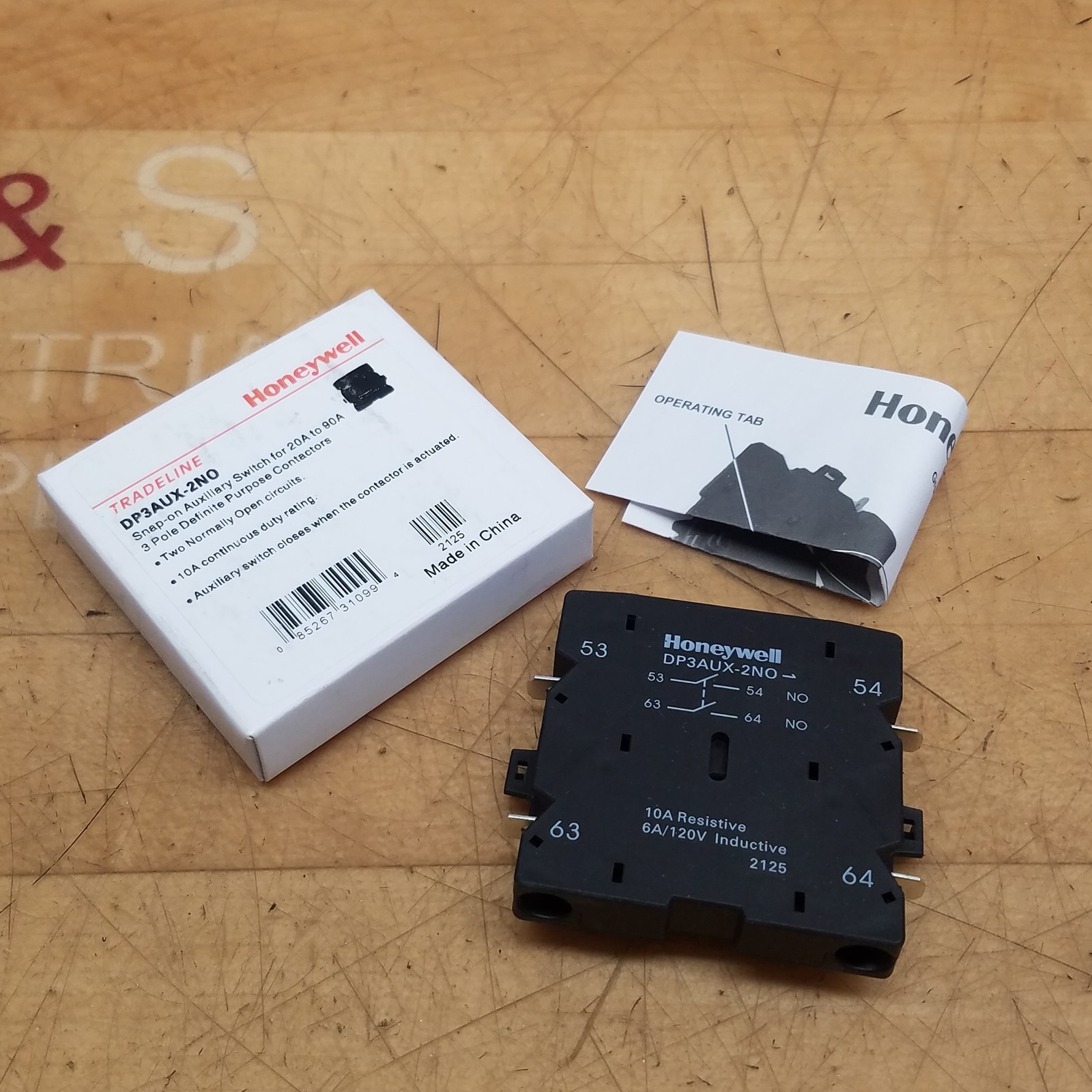 Honeywell DP3AUX-2NO Snap-on Auxiliary Switch for 20A to 90A, 2 Normally Open