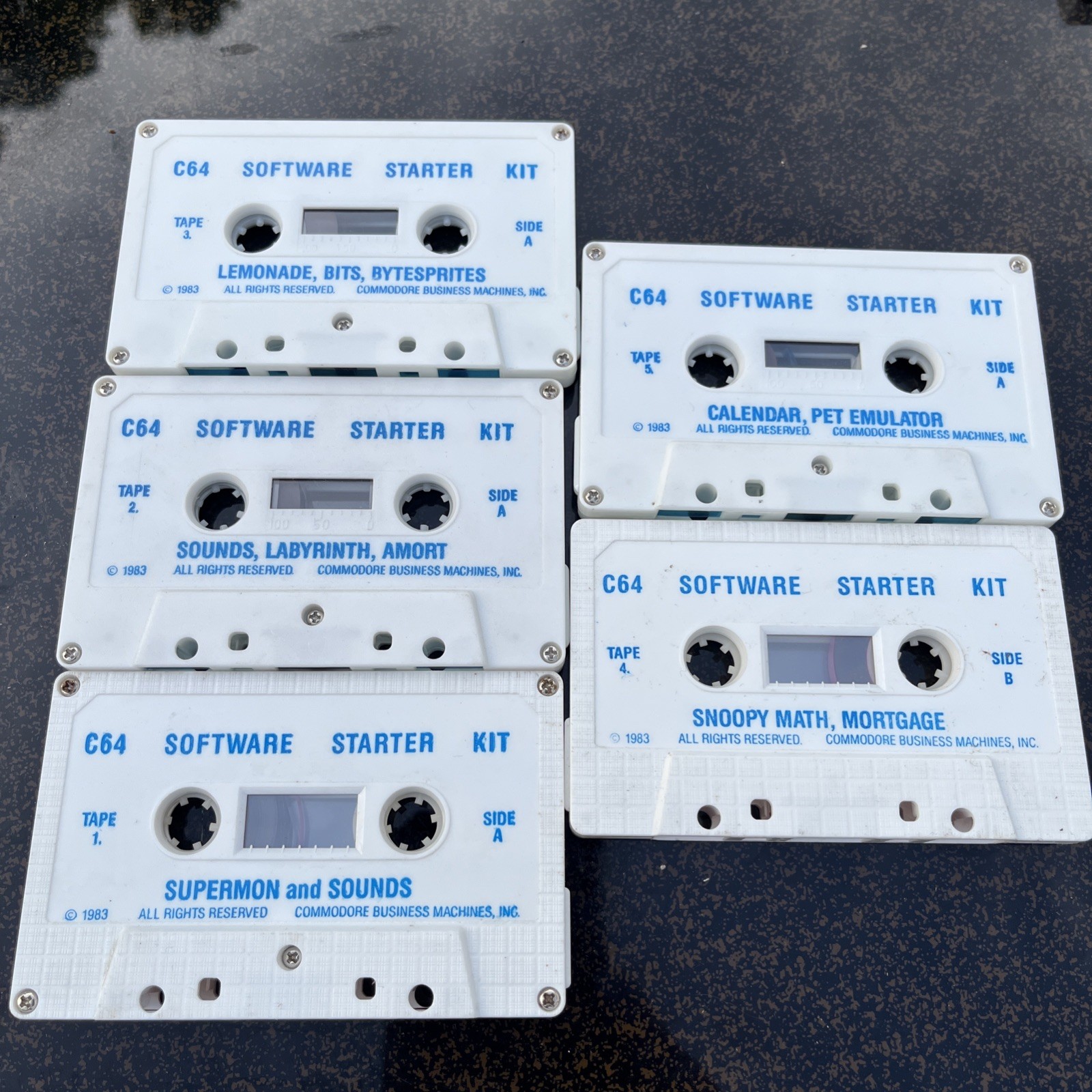 Commodore 64 C64 Software Starter Kit Tapes 1-5 Complete Set Untested
