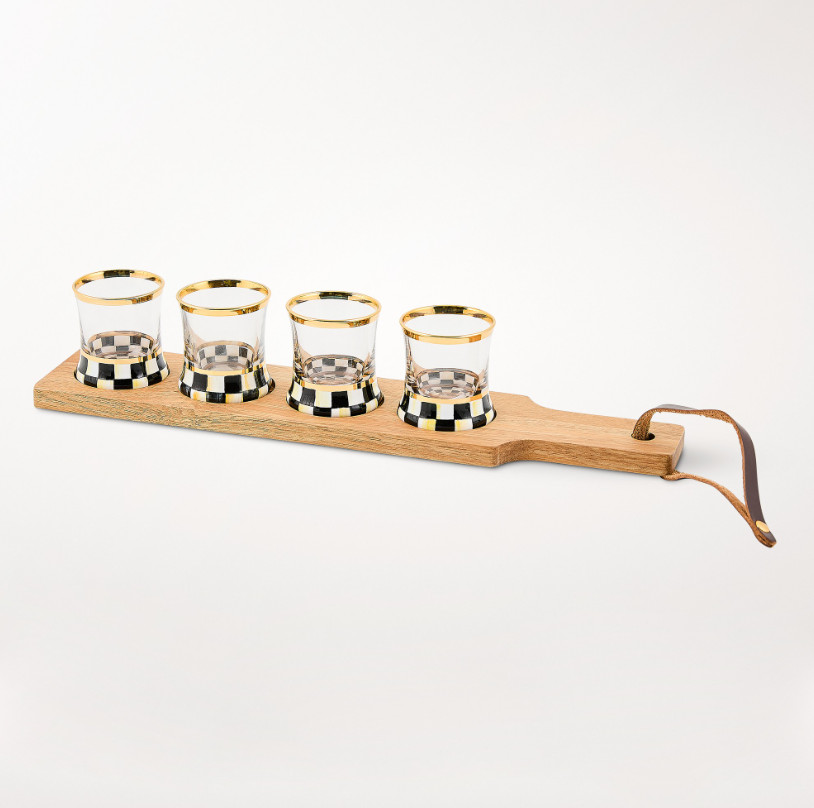 MacKenzie-Childs Courtly Check Shot Glass Flight Board