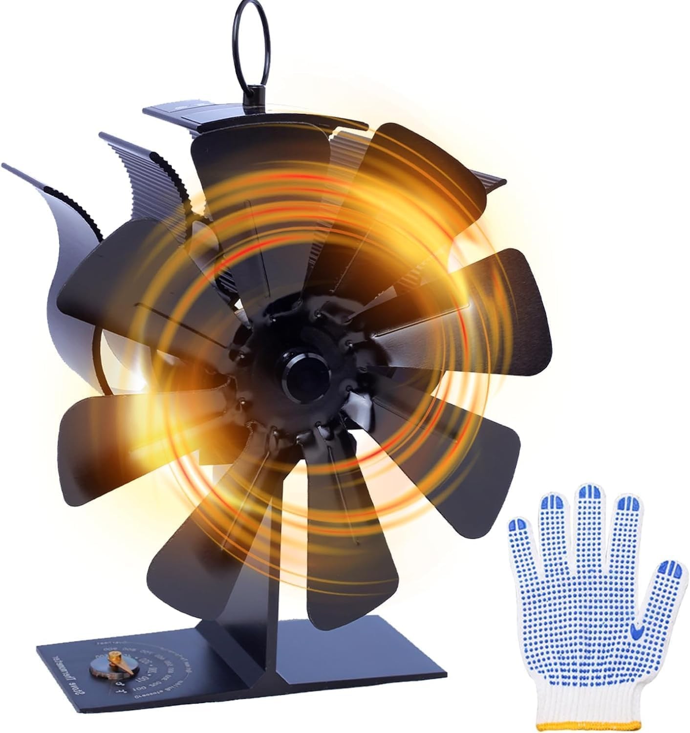 Melede 8-Blade Heat Powered Stove Fan for Wood Log Burner Fireplace 80% More War