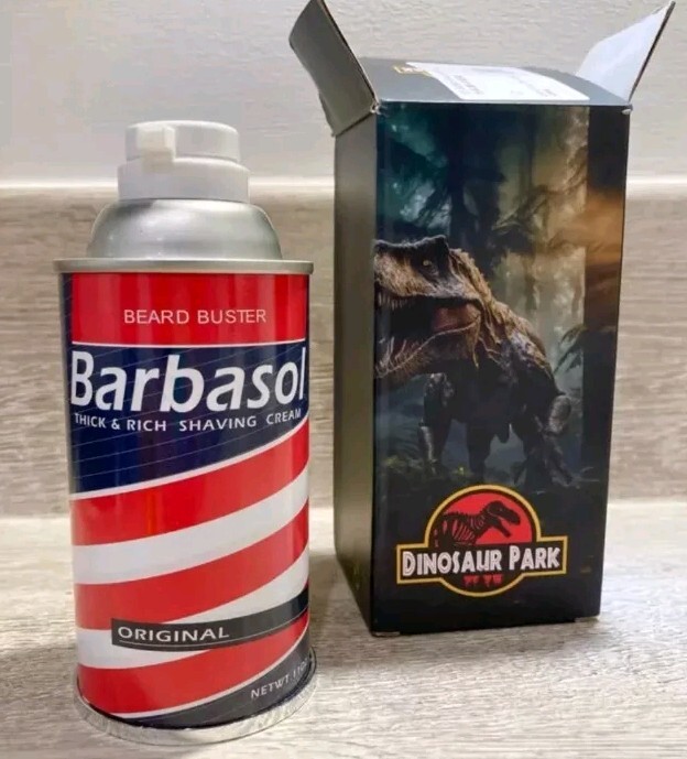 Jurassic Park Barbasol can cryo prop replica