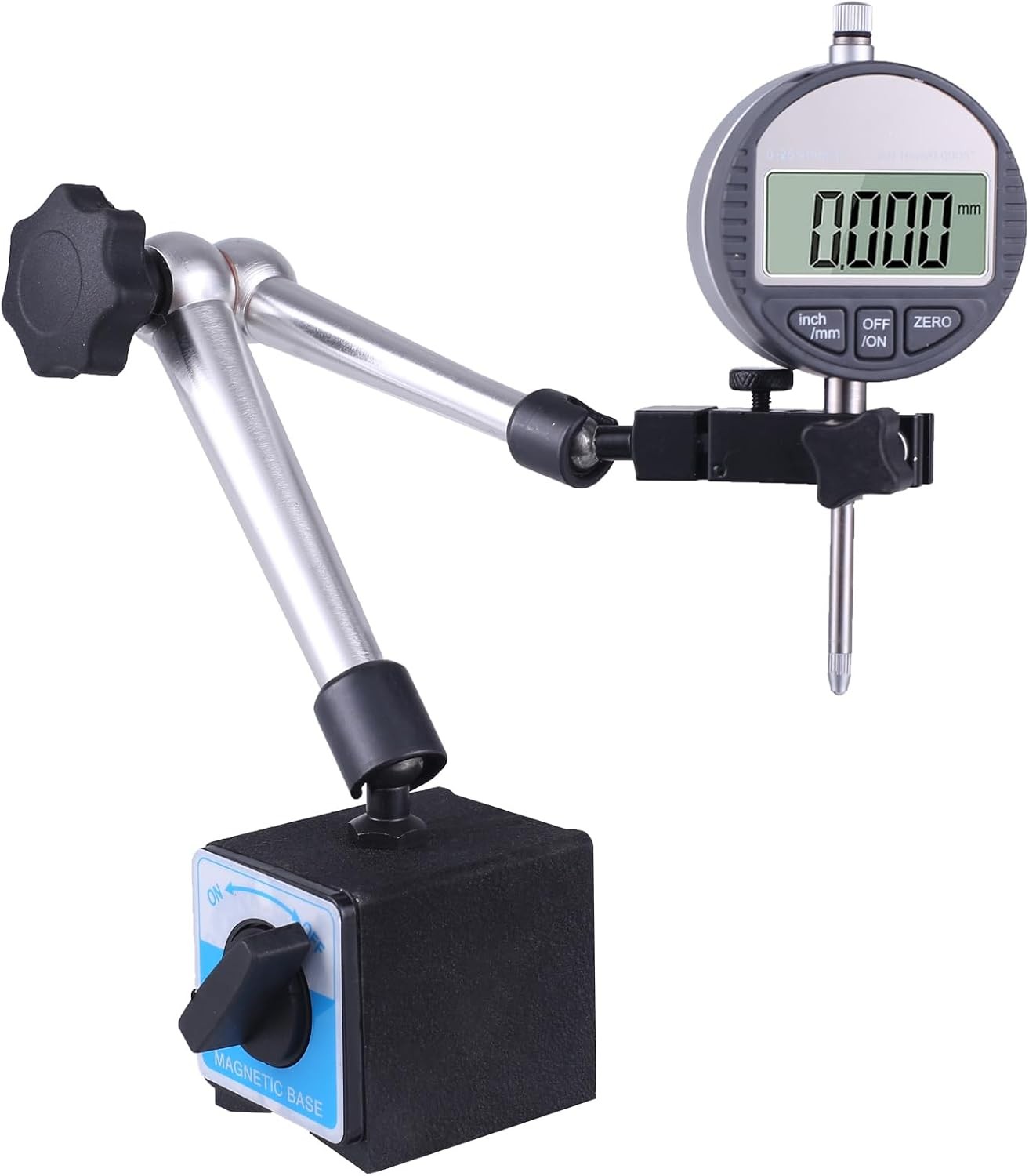 Magnetic Base Stand for Digital Dial Indicator, Three Segment, Industrial Streng