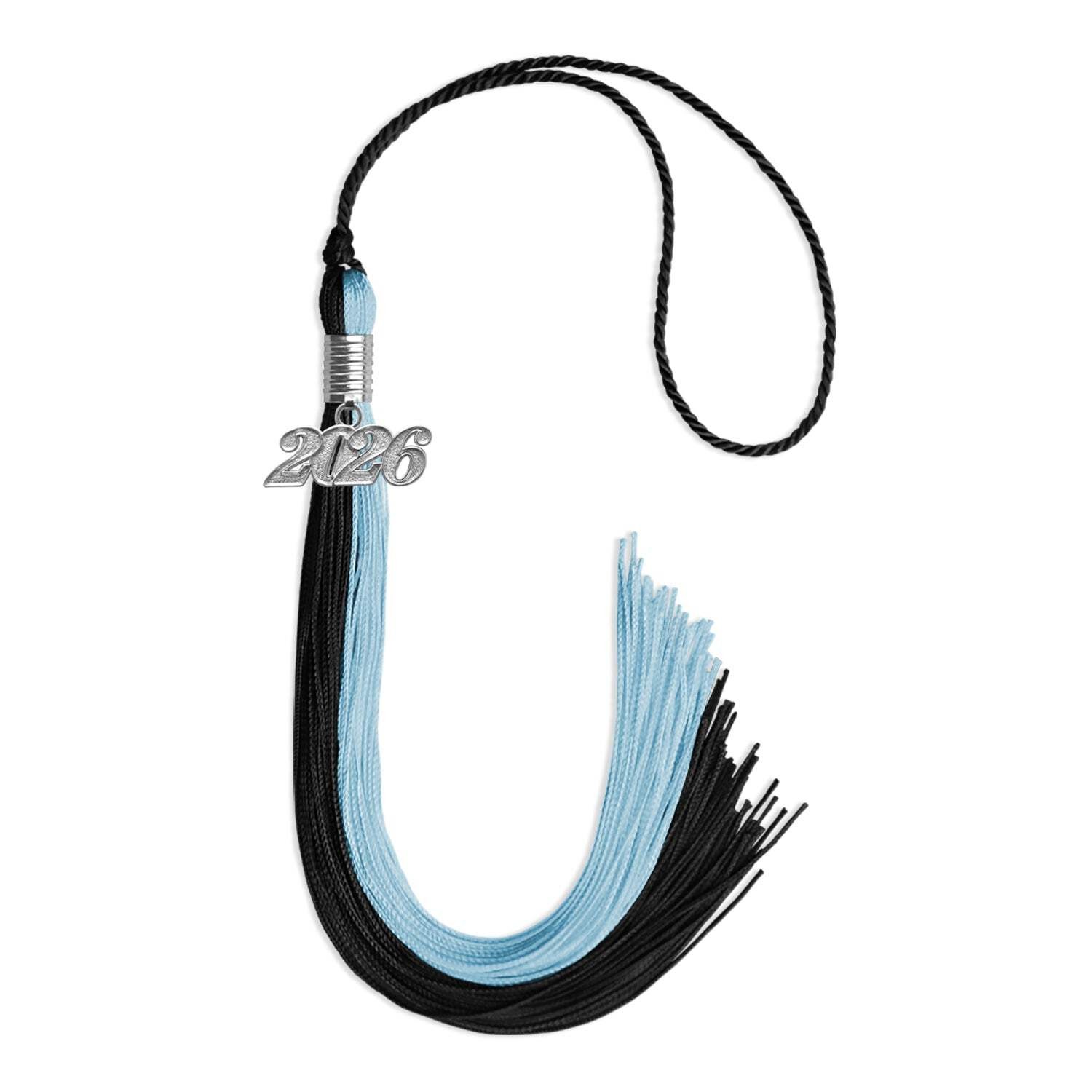 Endea Graduation Black/Light Blue Tassel with Silver Date Drop
