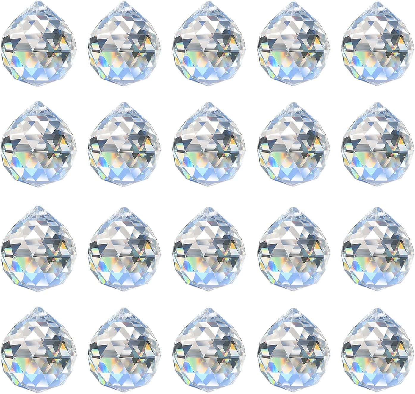 Crystal Sun Catcher, 20Pcs 0.8"/20Mm Crystal Suncatcher Prism for Windows Hangin