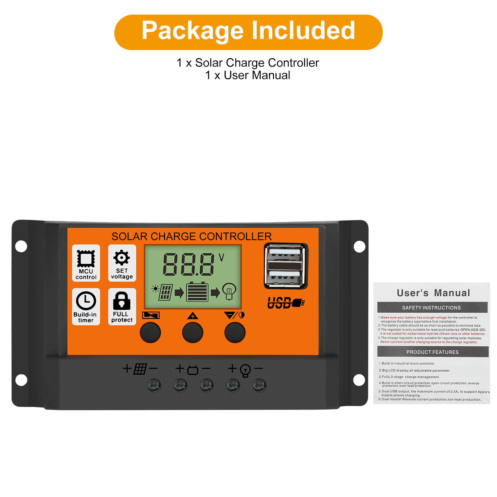 100A MPPT Solar Panel Kit Regulator Charge Controller Auto Focus Tracking12V 24v