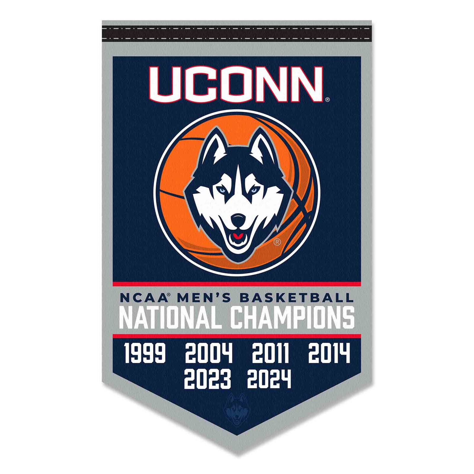 Connecticut Huskies 6 Time 6x Basketball National Champions Banner Flag