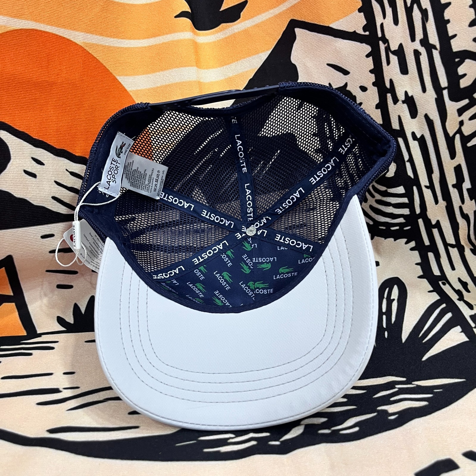 LACOSTE Men's Outdoor Adjustable Mesh Back Gray Baseball Cap