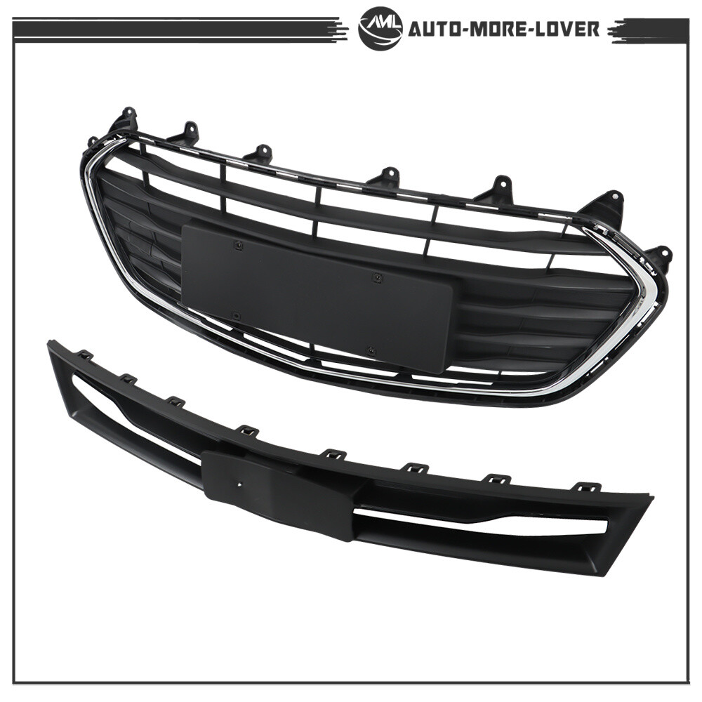 For Chevrolet Trax 2017-2021 Front Upper and Lower Grille Set Black Chrome 2PCS