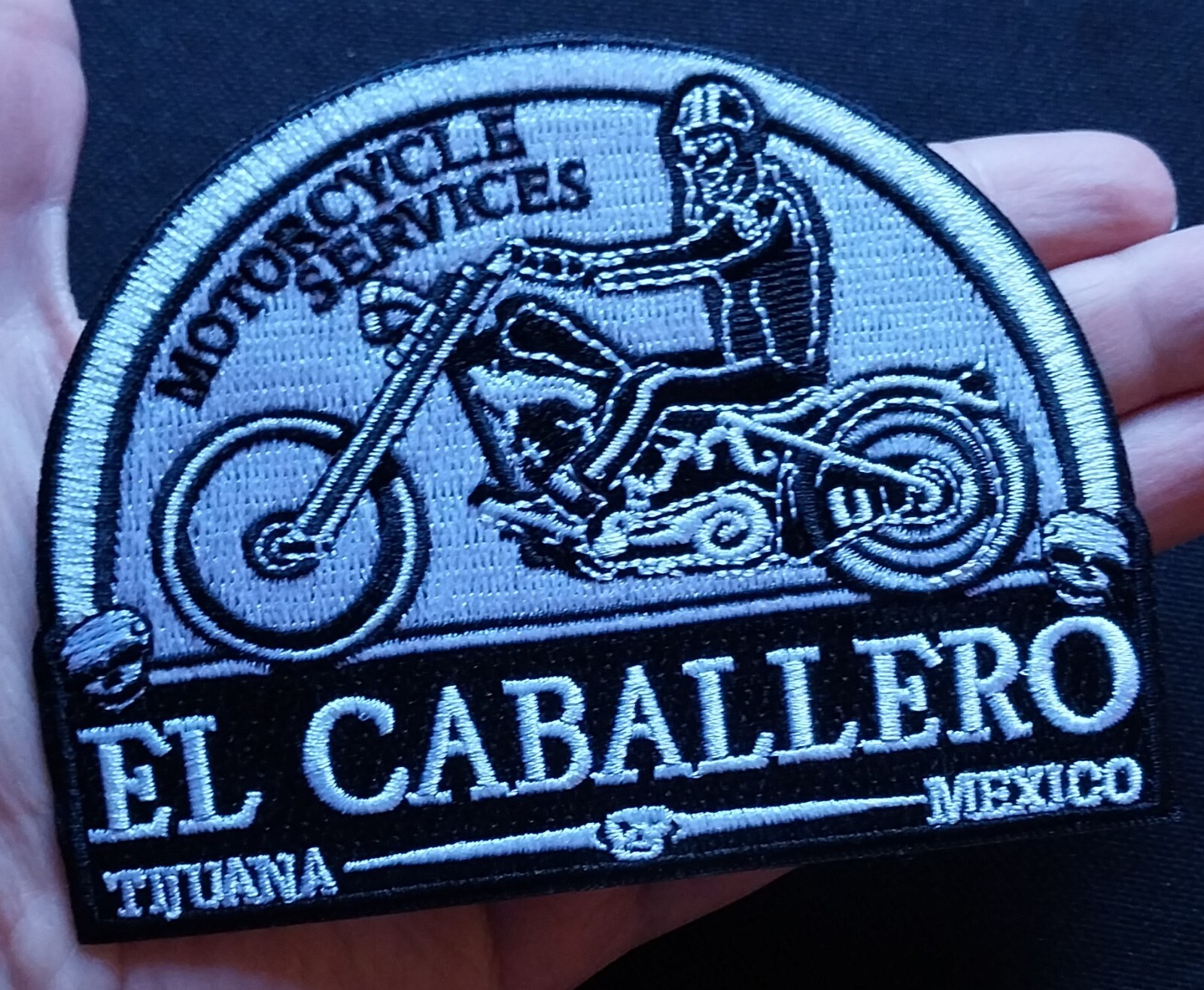 EL CABALLERO TIJUANA MEXICO MOTORCYCLE SERVICES SKELETON BIKER PATCH