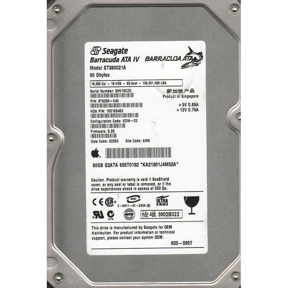 ST380012A 80GB 3.5"IDE 7200RPM Ultra ATA/100 (ATA-6) 1 MB Internal Hard Drive Te