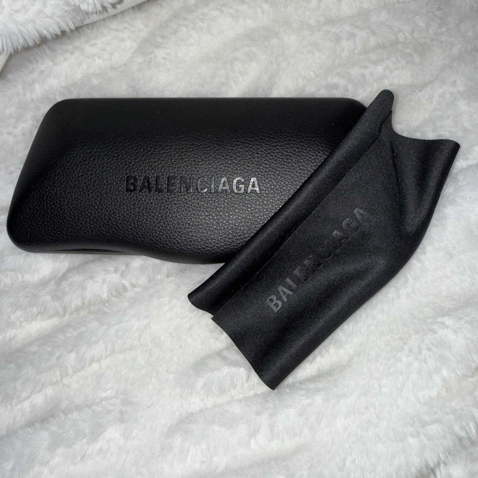 BALENCIAGA Empty Hard Clamshell Sunglasses Case Authentic Black Geometric NEW