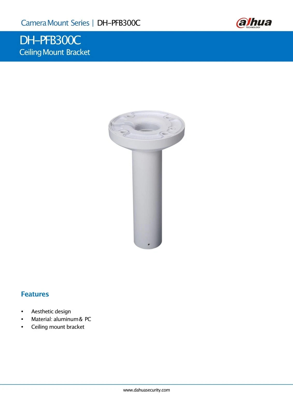 Dahua PFB300C Wall Ceiling Mounting Accessory Bracket For Dahua Dome PTZ Camera