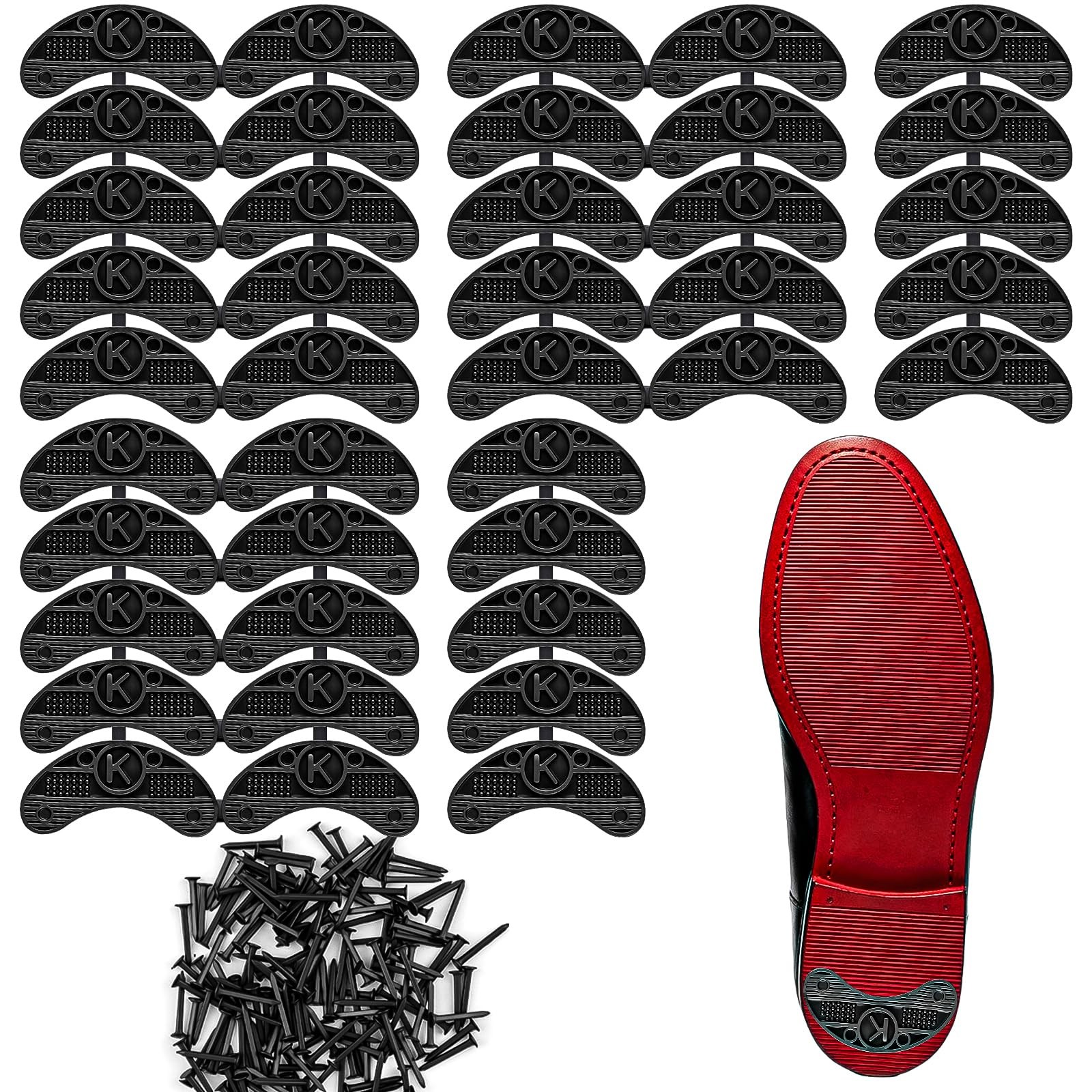 40 Pcs Heel Taps, Black Heel Shoe Taps for Heels with 160 Nails, Rubber Shoe ...