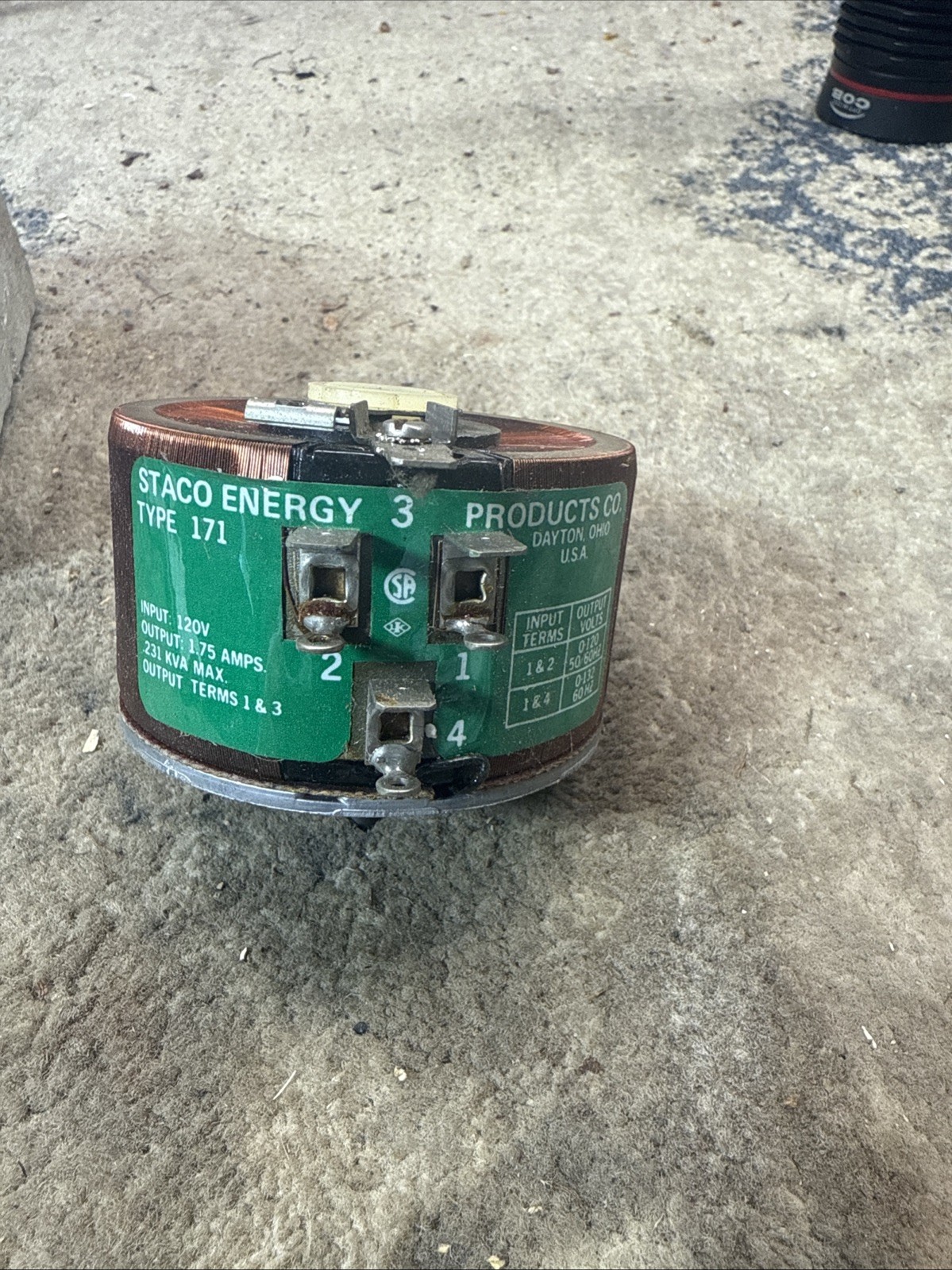 Staco Energy Type 171 Variable Transformer, 50/60 Hz, Input 120V, Output 1.75