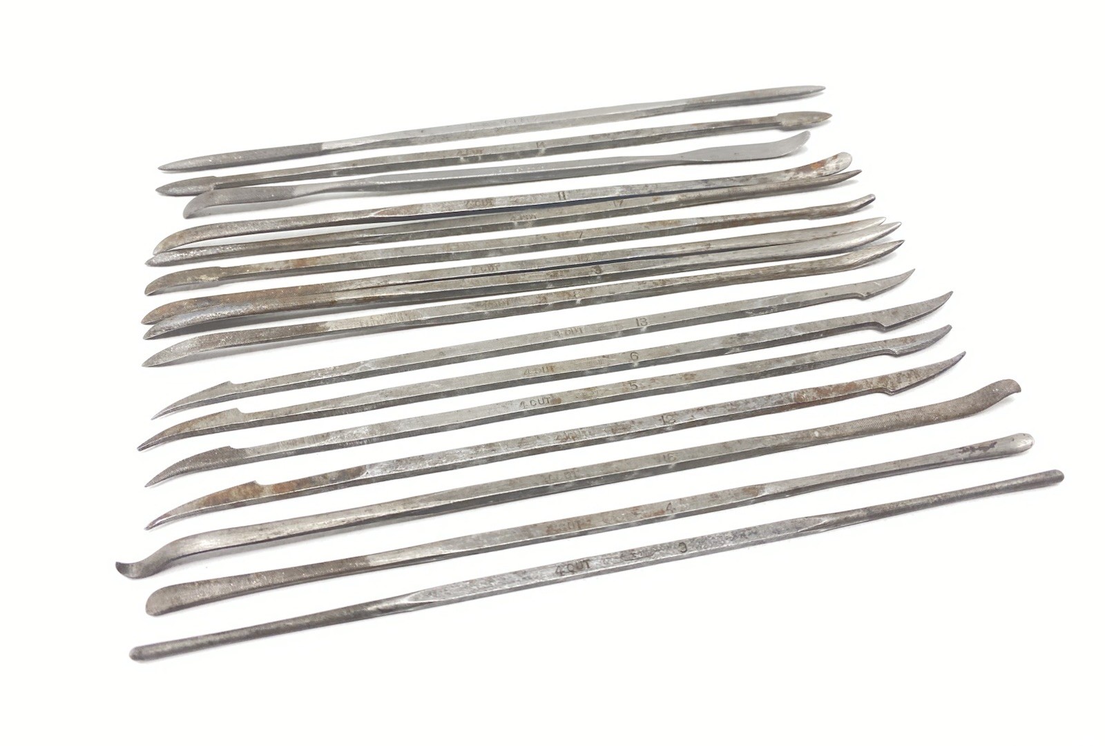 Lot Of 16 Nicholson XF X-F Rifflers Die Sinker Specialty Files Used