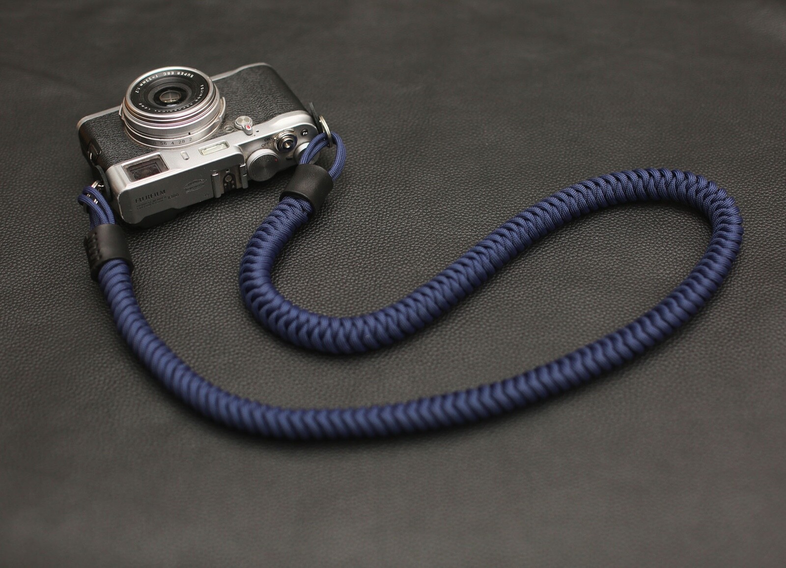Navy blue hand knitting decompression camera strap