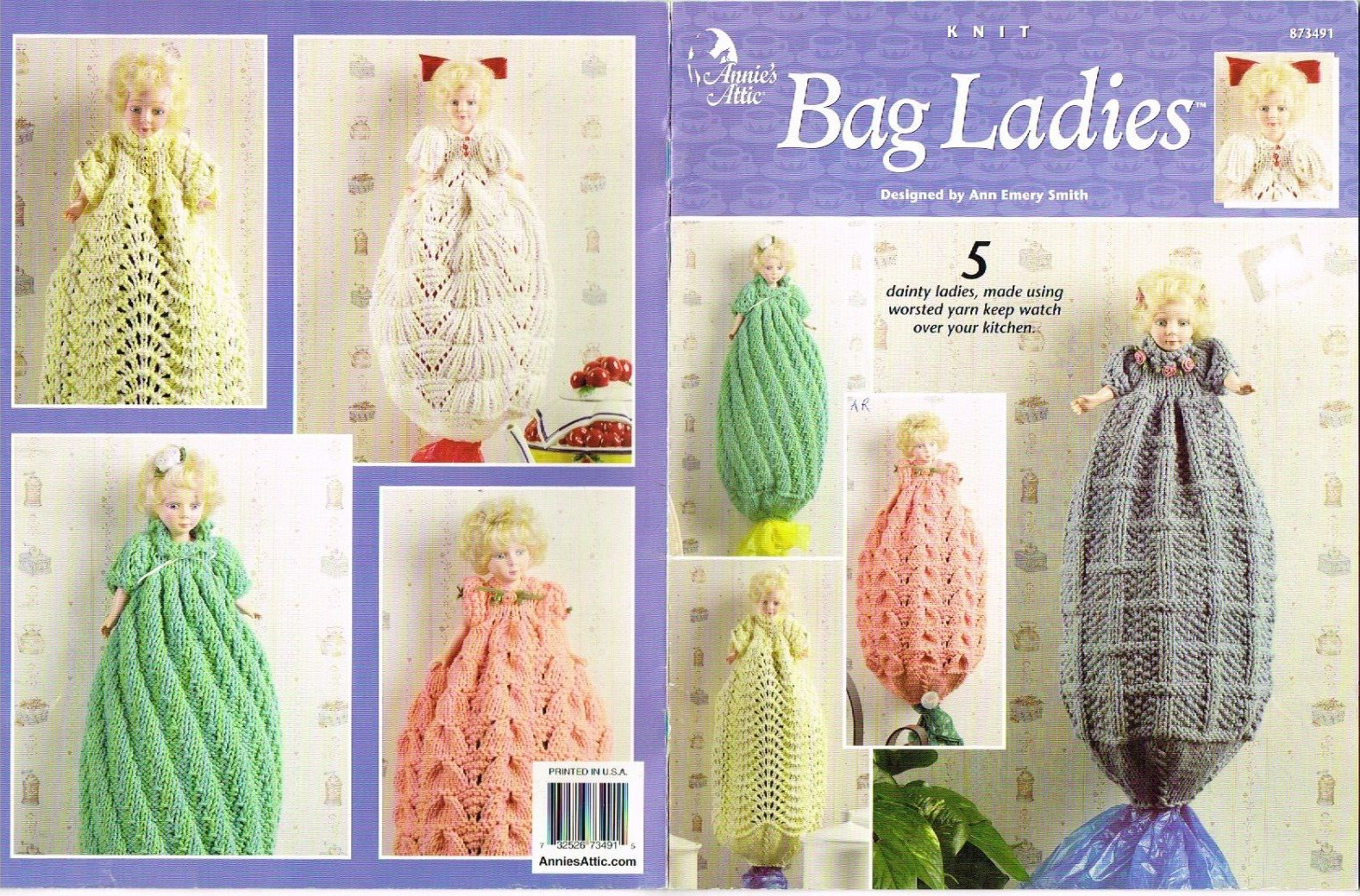 Knitting Pattern Bag Ladies Knitted Storage Dolls Annie's Attic 2002  Vintage