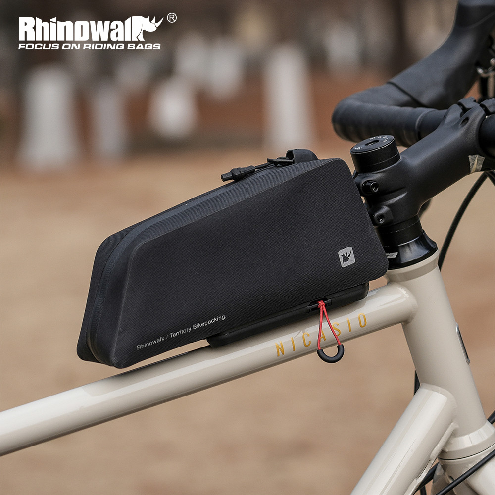 Rhinowalk 1L Bike Top Tube Bag Waterproof Quick Release Cycling Frame Bag Black