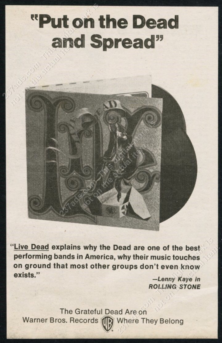 1970 Grateful Dead Live Dead album release vintage print ad