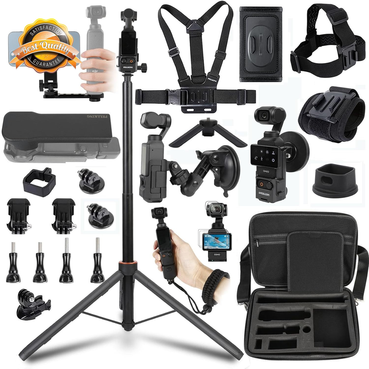 Accessories Kit for Osmo Pocket 3/4/Xtra Muse,Included Carrying Case with Belt,1